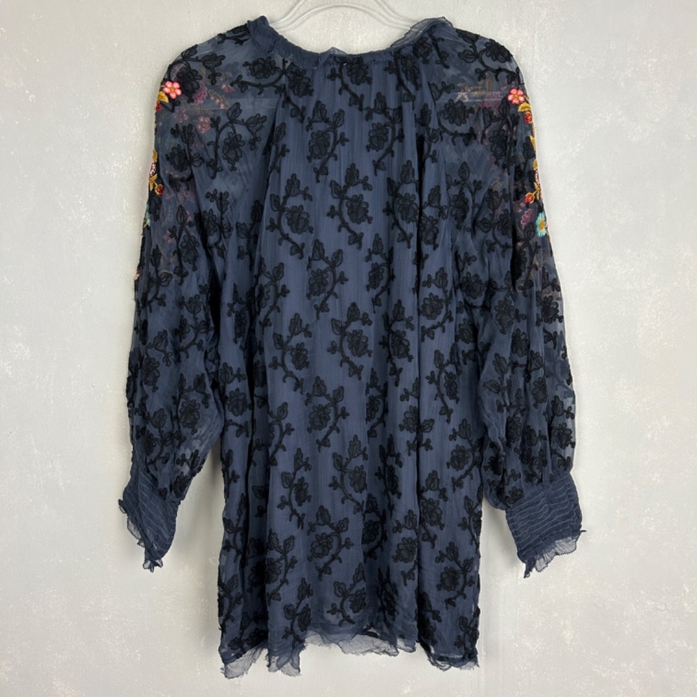 Sundance size XXL Gemma Elegance top long sleeve embroidered navy boho NEW - Picture 8 of 16